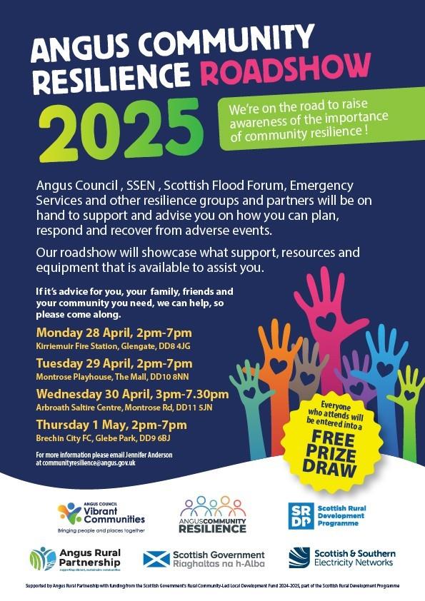 Angus Community Resilience Roadshow – Brechin City FC, Glebe Park, Brechin, DD9 6BJ – Thursday 1st May 2025 2pm – 7pm  : Thu 01 May 14:00
